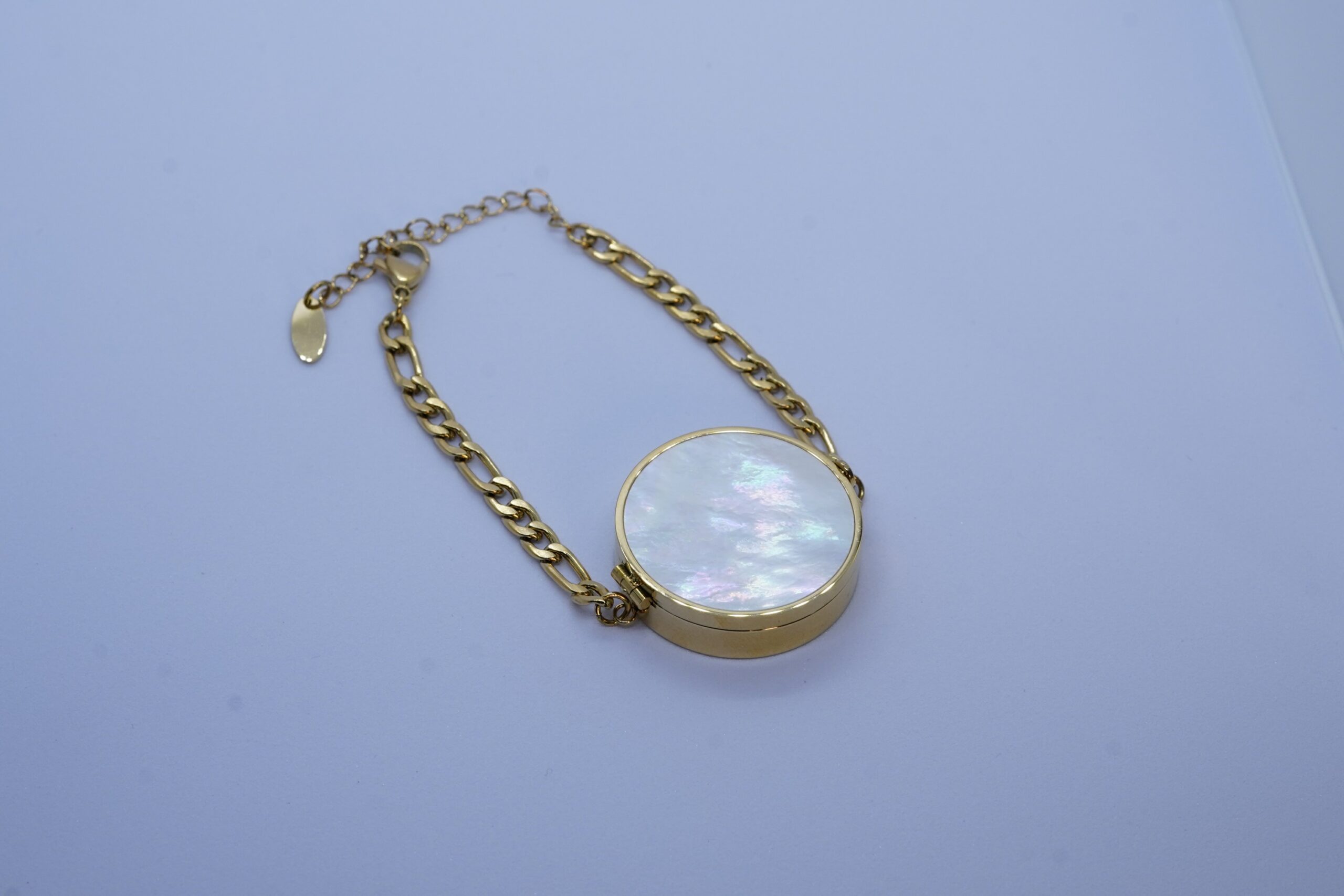 24K Rose Gold Plated Mother of Pearl Dial Lip Balm Bracelet - Image 2