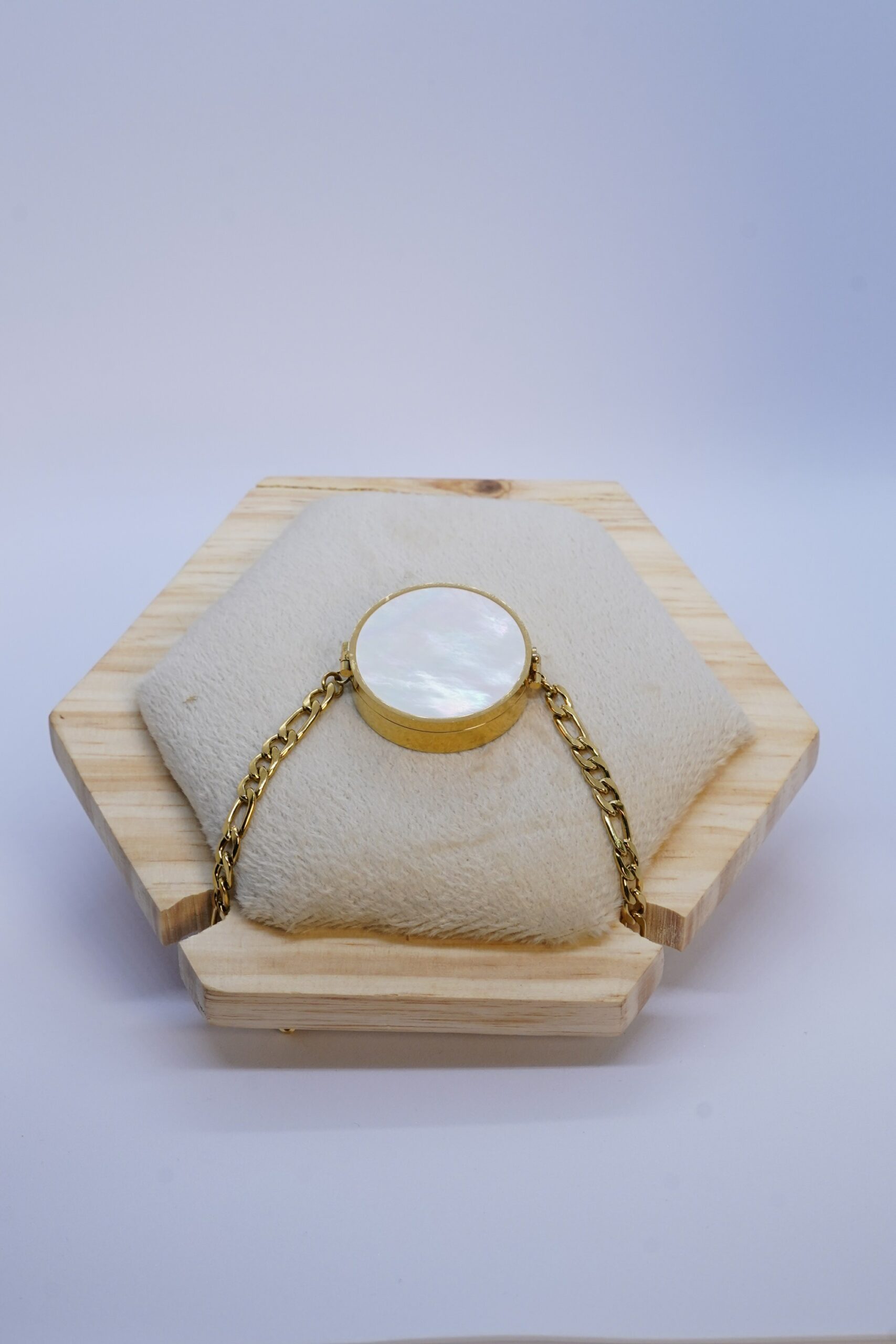 24K Rose Gold Plated Mother of Pearl Dial Lip Balm Bracelet - Image 3