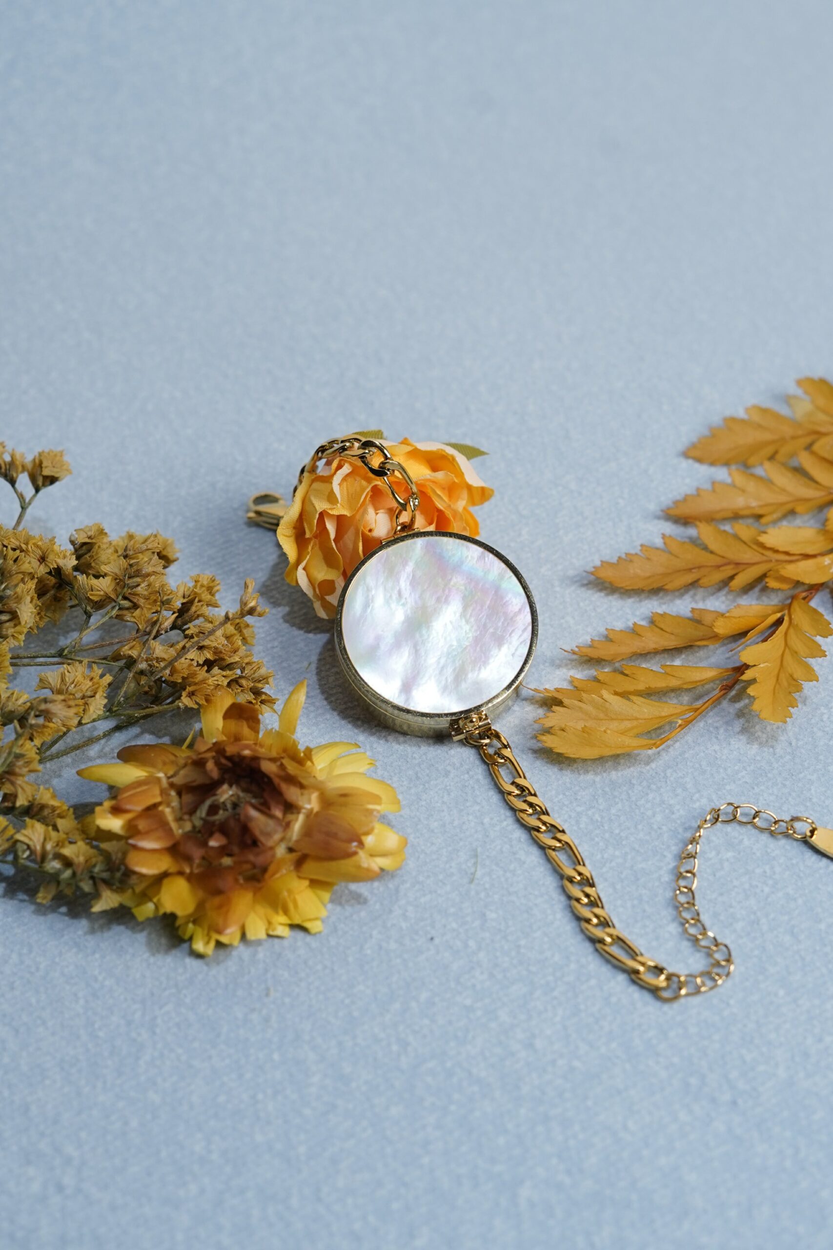 24K Rose Gold Plated Mother of Pearl Dial Lip Balm Bracelet