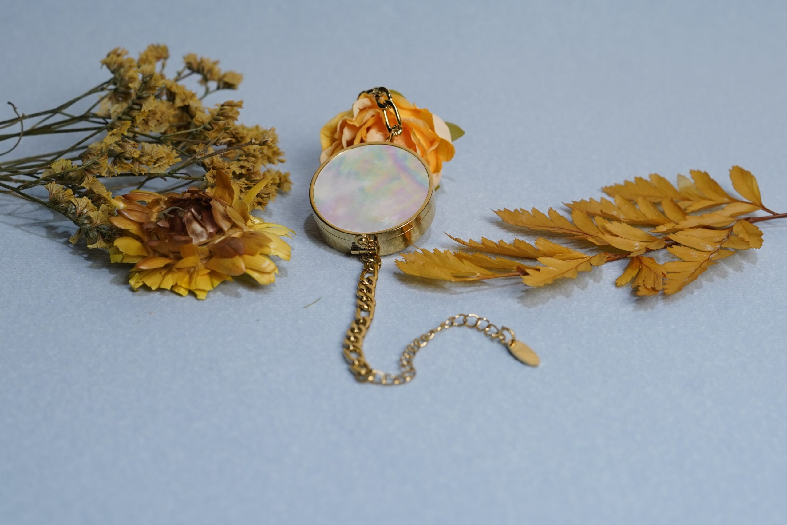 24K Rose Gold Plated Mother of Pearl Dial Lip Balm Bracelet - Image 4